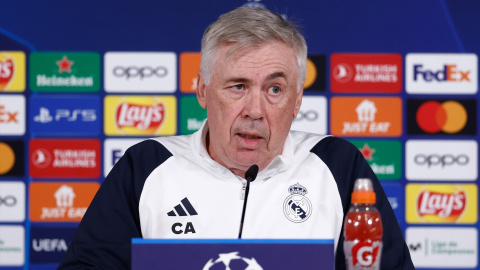 Carlo Ancelotti, entrenador del Real Madrid, durante una rueda de prensa en Madrid, a 5 de marzo de 2024.