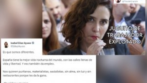 Ayuso critica las palabras de Yolanda Díaz sobre la hostelería y enciende a los tuiteros