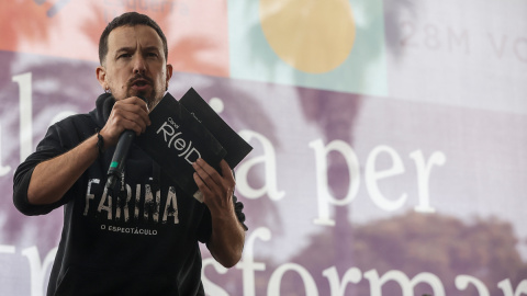 El exvicepresidente del Gobierno y exlíder de Podemos Pablo Iglesias, durante un acto de Unides Podem-Esquerra Unida en València, a 26 de mayo de 2023.