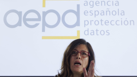 La directora de Agencia Española de Protección de Datos, Mar España, durante una rueda, a 6 de marzo de 2024.