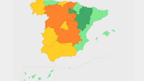 Captura de pantalla del mapa interactivo con leyenda: muy mejorable (naranja), mejorable (amarillo), óptima (verde) y excelente (verde oscuro).