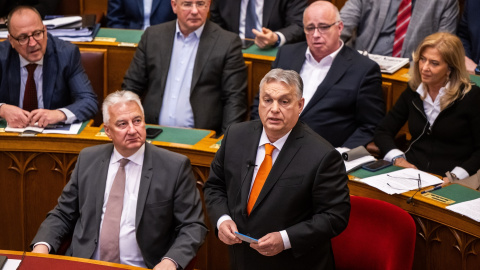 El primer ministro húngaro, Viktor Orbán, durante la votación celebrada en Budapest, a 26 de febrero de 2024.