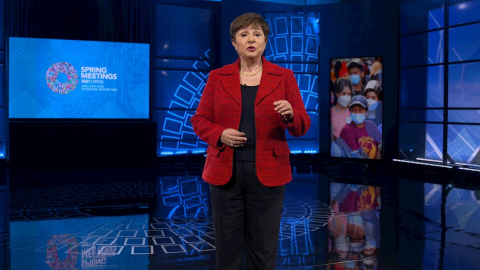 La directora gerente del FMI, Kristalina Georgieva, durante un discurso el día 30 de marzo.