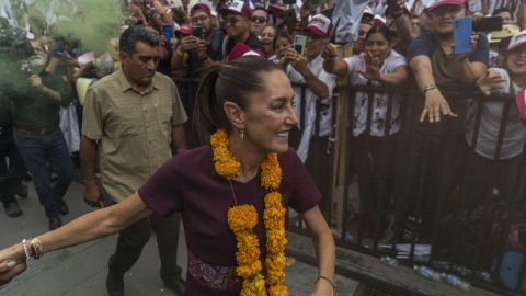 La candidata a la Presidencia de México Claudia Sheinbaum durante su último acto de campaña en Ciudad de México.