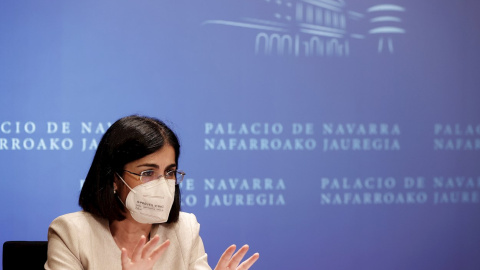 La ministra de Sanidad, Carolina Darias comparece en rueda de prensa tras la reunión del Consejo Interterritorial de Salud que se ha celebrado el pasado miércoles 2 de junio en Pamplona