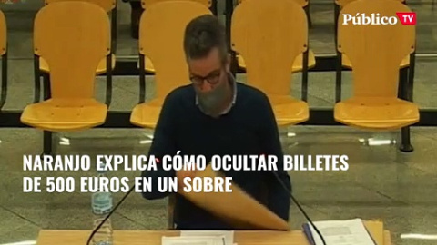 Gonzalo Naranjo, exvicepresidente de la empresa Sufi, explica cómo se pueden ocultar billetes de 500 euros en un sobre para una mordida de 150.000 euros.