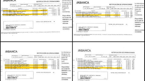 Imágenes de los extractos de la cuenta del grupo municipal de Democracia Ourensana.