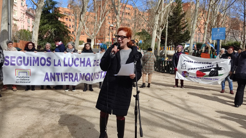 La periodista Cristina Fallarás en el homenaje a las mujeres fusiladas antifranquistas el sábado tres de marzo de 2024, cerca de la cárcel de