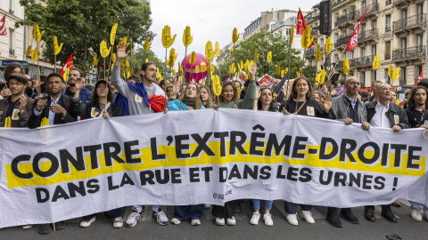 Protesta contra la extrema derecha en París.