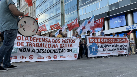 Una protestas de CCOO por la deslocalización.