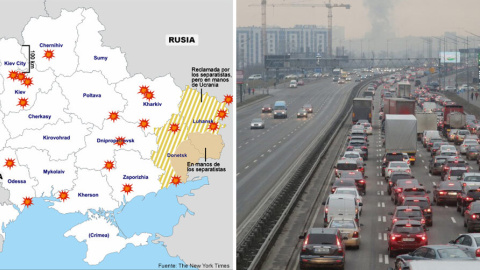 Mapa de Ucrania y atasco
