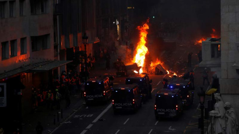 Aspecto de Vía Laietana este viernes por la tarde. (REUTERS)