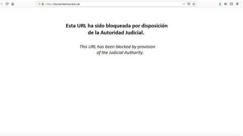 La web del Tsunami Democràtic quan estava bloquejada.