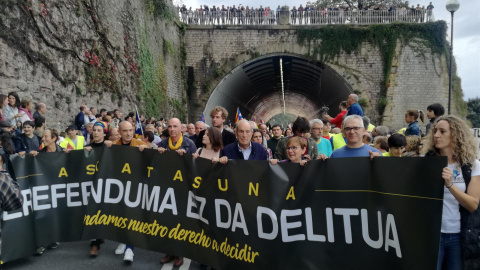 Protesta en Donostia por el derecho a decidir y en solidaridad con Catalunya. / EP