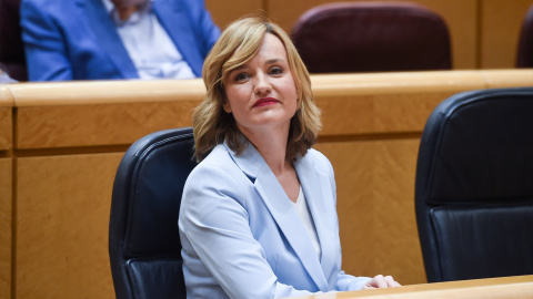 La ministra de Educación, Formación Profesional y Deporte, Pilar Alegría, durante una sesión de control al Gobierno, en el Senado, a 4 de junio de 2024, en Madrid (España).