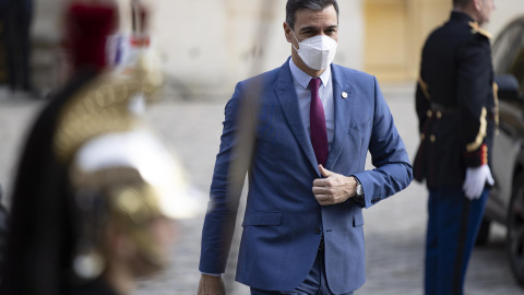 El presidente del Gobierno, Pedro Sánchez, este viernes en Versalles donde se reúnen los líderes europeos.