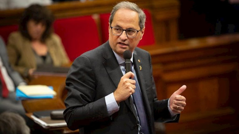 Torra, durant la sessió de control al Parlament. EUROPA PRESS / DAVID ZORRAKINO.