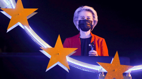 La presidenta de la Comisión Europea, Ursula von der Leyen, este jueves en Bruselas.