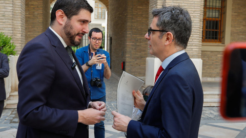 Alejandro Nolasco y Félix Bolaños en la sede del Gobierno de Aragón, a 20 de junio de 2024.