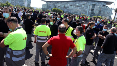 Imatge de la protesta dels treballadors de NIssan d'aquest divendres, 28 de maig.