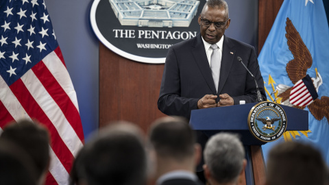 El secretario de Defensa de Estados Unidos, Lloyd Austin, durante una conferencia de prensa en el Pentágono, en Washington.