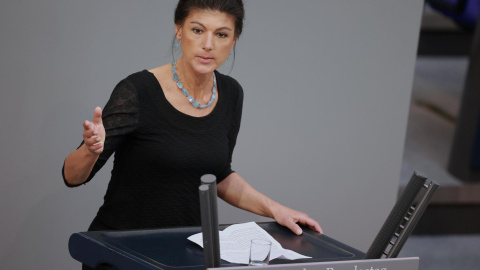 La líder de la Alianza Sahra Wagenknecht (BSW), Sahra Wagenknecht, durante una sesión en el parlamento alemán 'Bundestag' en Berlín, Alemania