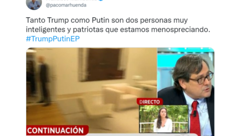 Captura de un tuit de Paco Marhuenda alabando a Putin