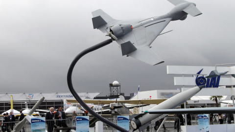 Presentación del dron Harop en el Salón Aeronáutico Internacional de París el 17 de junio de 2015.