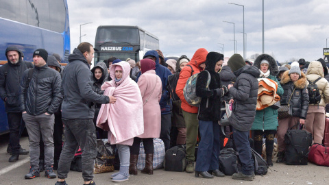 (08/03/2022) Refugiados ucranianos en la frontera con Polonia.