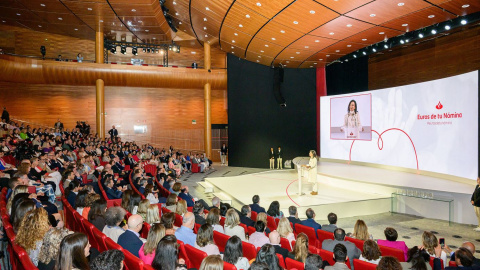 Ana Botín en la presentación de la edición de este año de la iniciativa Euros de tu nómina, de Banco Santander