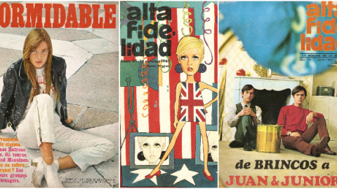 Portadas de revistas protagonizadas por Françoise Hardy, Twiggy y Juan y Junior.