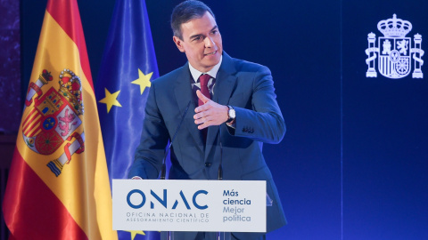 Pedro Sánchez interviene en la presentación de la Oficina Nacional de Asesoramiento Científico (ONAC), en la sede central del CSIC, a 20 de junio de 2024.