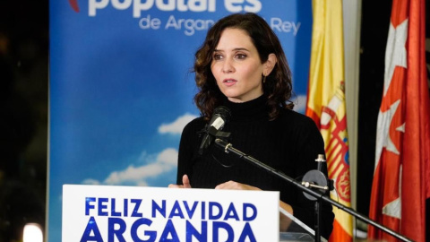 La presidenta de la Comunidad de Madrid, Isabel Díaz Ayuso, en una cena celebrada el pasado viernes en Arganda del Rey.