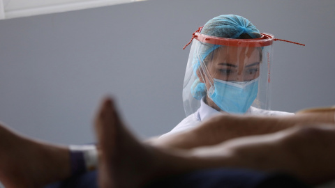 Una sanitaria en un hospital de Bogotá, Colombia