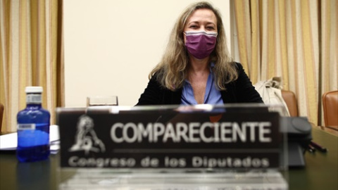 La delegada del Gobierno Contra la Violencia de Género, Victoria Rosell, en la Comisión de seguimiento y evaluación de los Acuerdos del Pacto de Estado en materia de Violencia de Género, a 28 de abril de 2021.