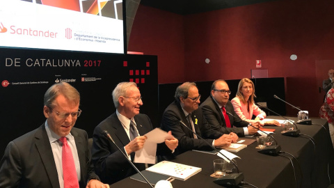 El president Quim Torra, en la presentació de la Memòria Econòmica de Catalunya del 2017, aquest divendres a Barcelona.