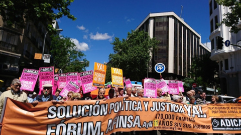 Protestas de los afectados por el fraude del Forum Filatélico en Madrid./ Europa Press