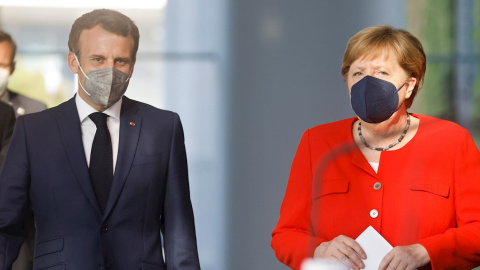 La canciller alemana, Angela Merkel, y el presidente francés, Emmanuel Macron.