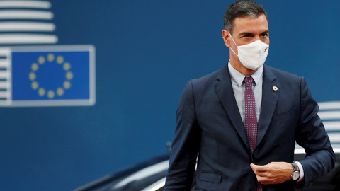 El presidente del Gobierno, Pedro Sánchez, a su llegada a Bruselas para el Consejo Europeo.