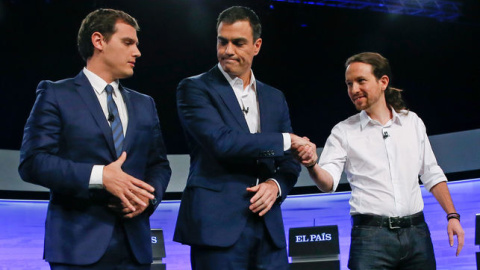 Albert Rivera, Pedro Sánchez y Pablo Iglesias. FOTO: JuanJo Martin/EFE