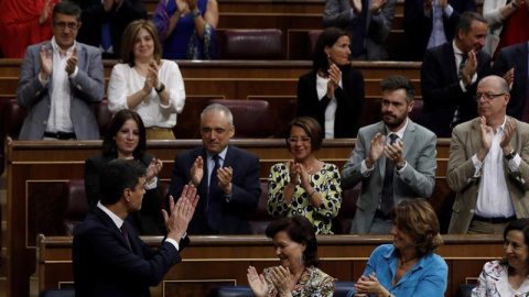 El presidente del gobierno Pedro Sánchez, tras su intervención en el pleno extraordinario para informar de su programa de Gobierno y dar cuenta del Consejo Europeo que se celebró los pasados 28 y 29 de junio. EFE