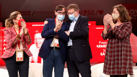 18/12/2021 Raquel Sánchez, Salvador Illa, Ximo Puig yFrancina Armengol, durante el congreso extraordinario del PSC en Barcelona