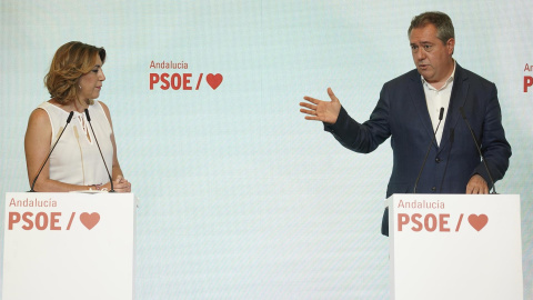 Susana Díaz y Juan Espadas, este lunes en San Vicente.