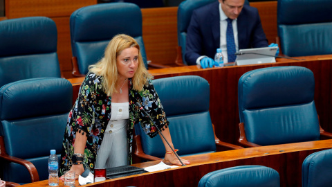 La diputada del PP, Almudena Negro, durante una intervención en el pleno de la Asamblea de Madrid.