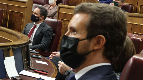 21/10/2020 Pablo Casado y Santiago Abascal en el Congreso de los Diputados