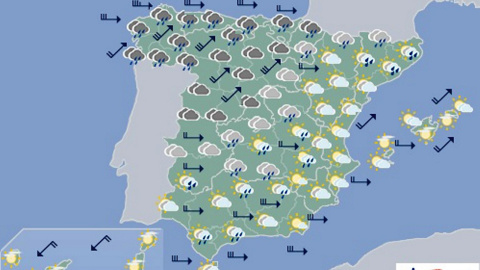 31/10/2019.- Mapa significativo facilitado por la Aemet elaborado el 31/10/2019 y válido hasta el 02/10/2019 de 12 a 24 horas. EFE