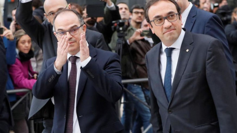 Los exconsellers Josep Rull y Jordi Turull a su llegada a la Audiencia Nacional. EFE