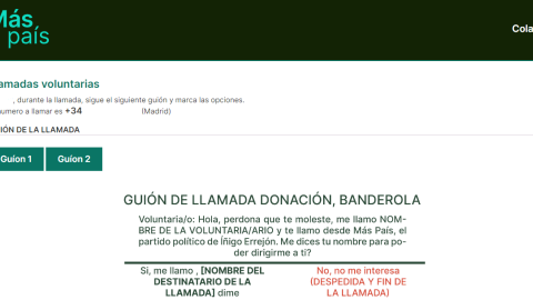 Captura de pantalla de la página web de Más LLamada.