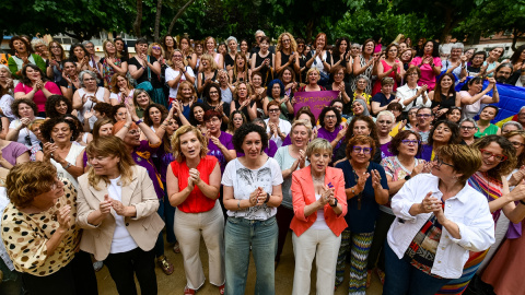 La secretària general d'ERC, Marta Rovira, a l'Assemblea de Dones celebrada un dia després del seu retorn de l'exili.