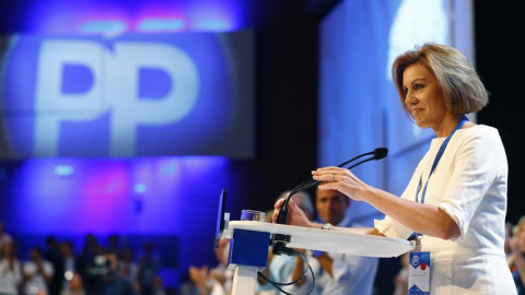 María Dolores de Cospedal durante su intervención en el XIX Congreso del PP en el que se elegirá el sucesor de Mariano Rajoy / EFE